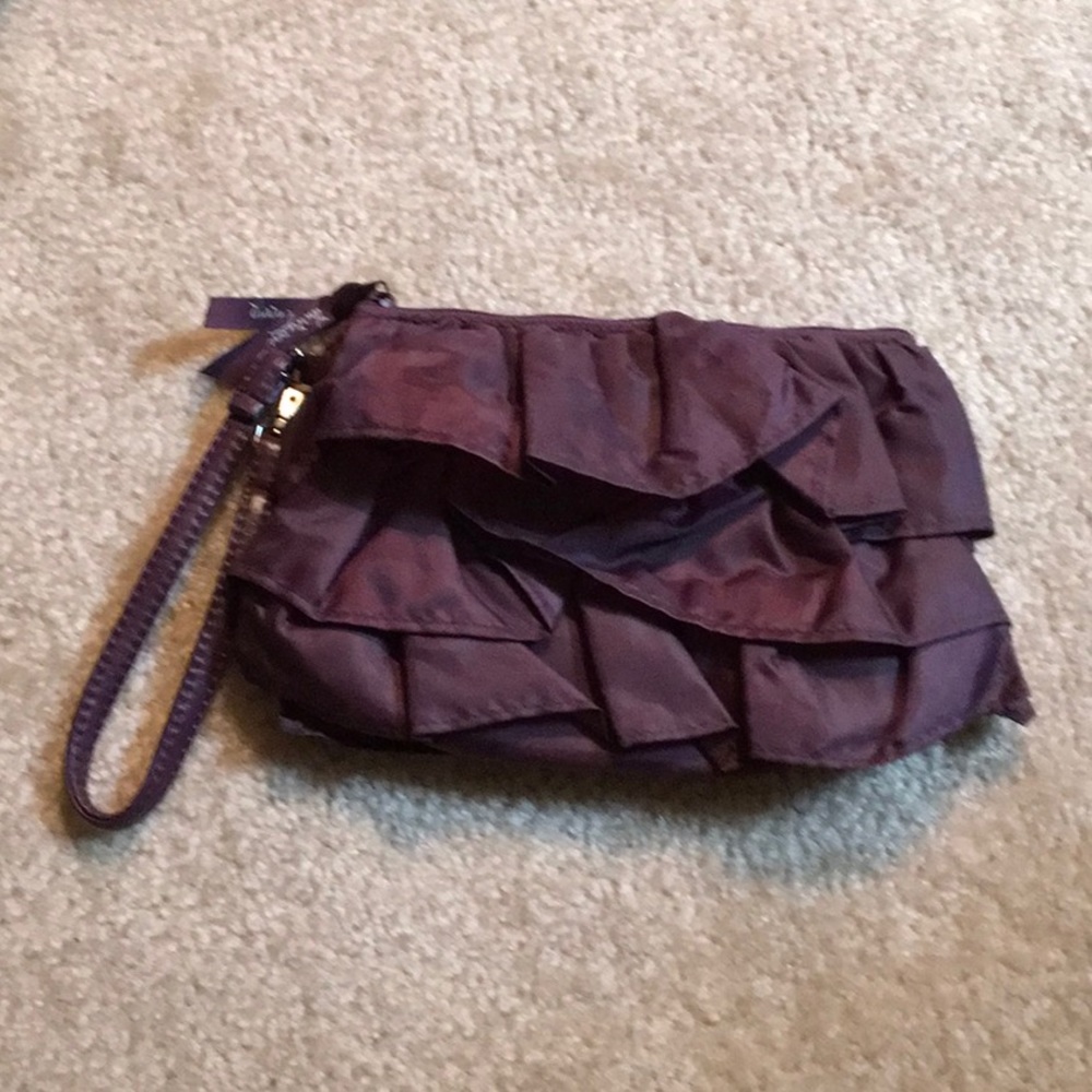NWT plum ruffle wristlet